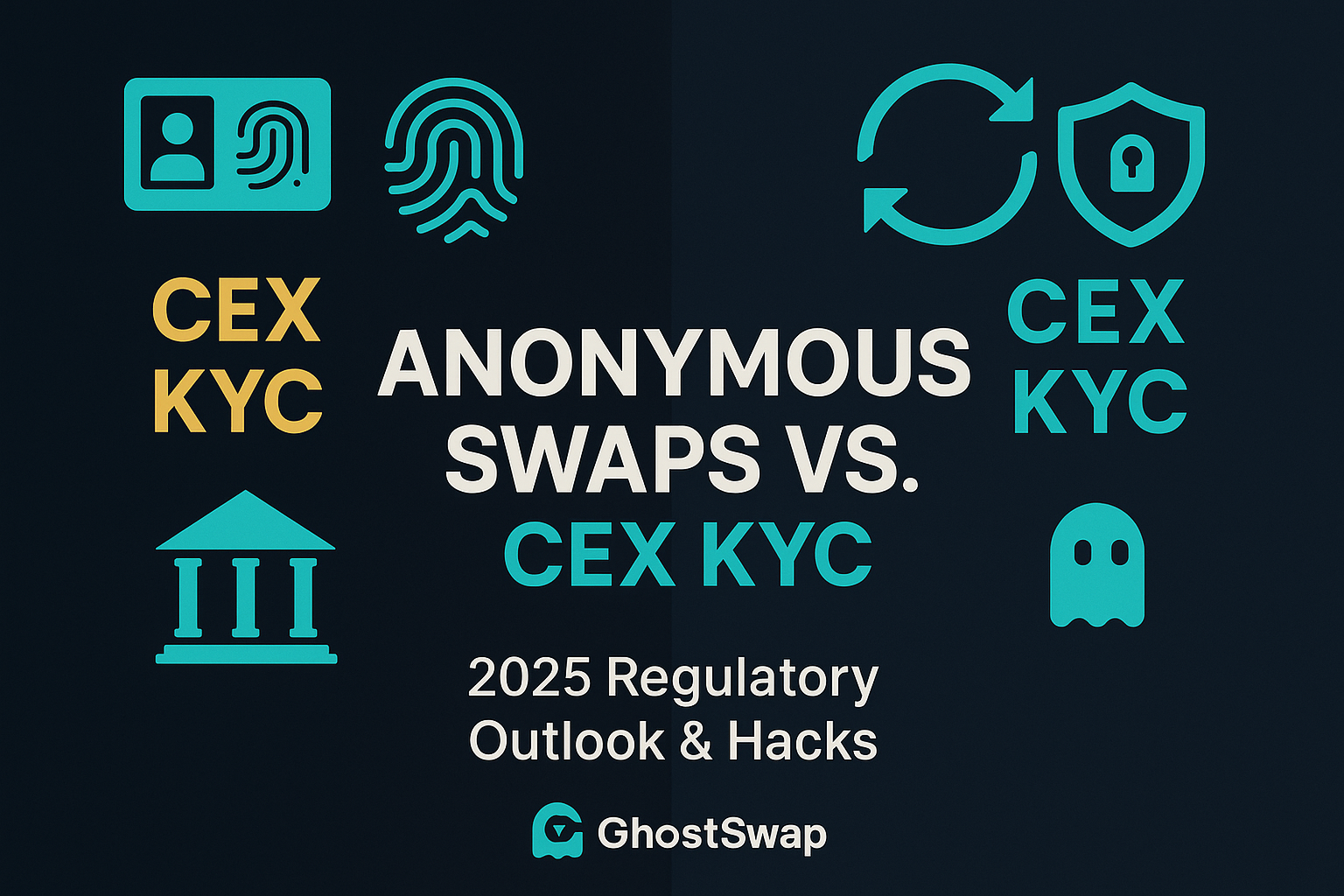 Anonymous Swaps vs CEX KYC infographic for 2025 regulatory outlook and hacks