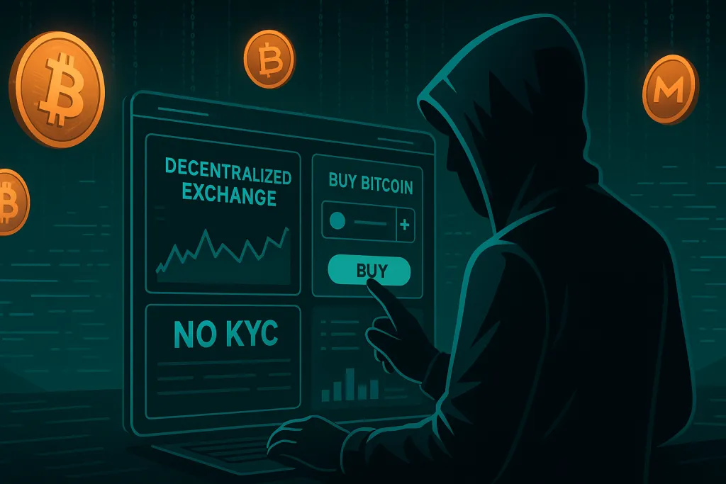 Un trader di criptovalute anonimo acquista Bitcoin senza KYC su un DEX privato