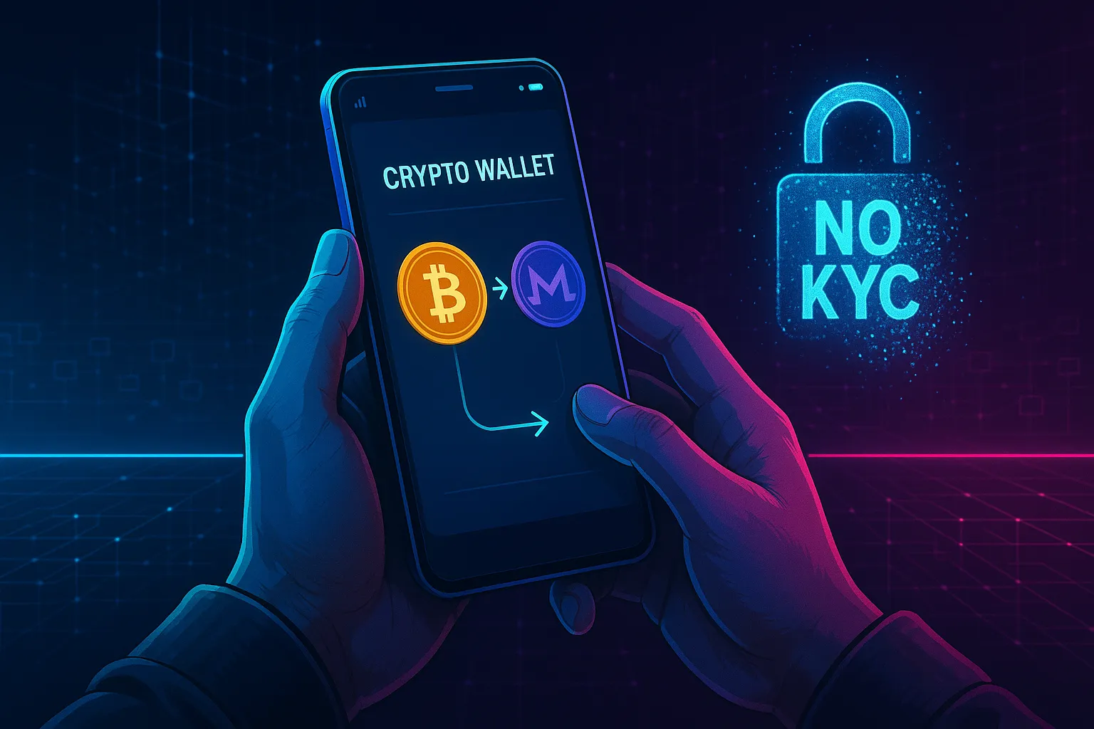 Un trader cyberpunk utilizza un portafoglio non custodiale per acquistare Bitcoin senza KYC