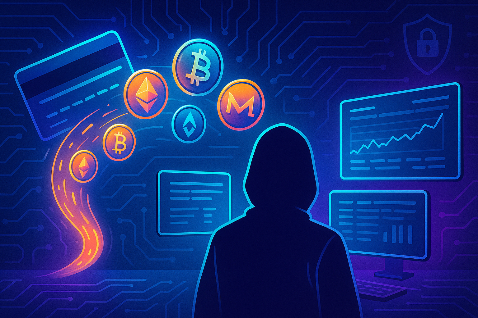 Anonymous user buying crypto with a credit card on a private no‑KYC exchange interface