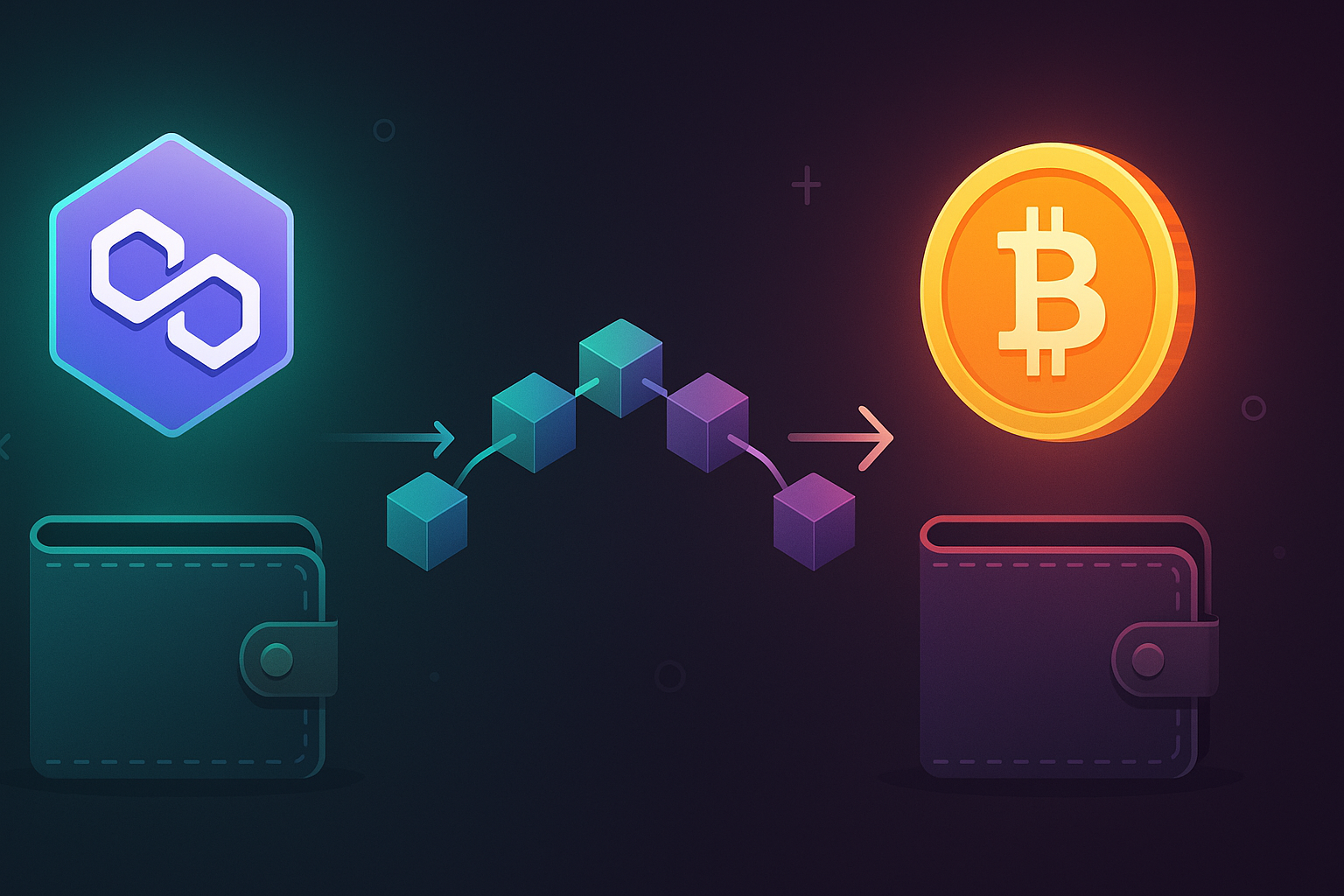 Illustration of swapping MATIC-like coin to BTC-like coin via crypto bridge