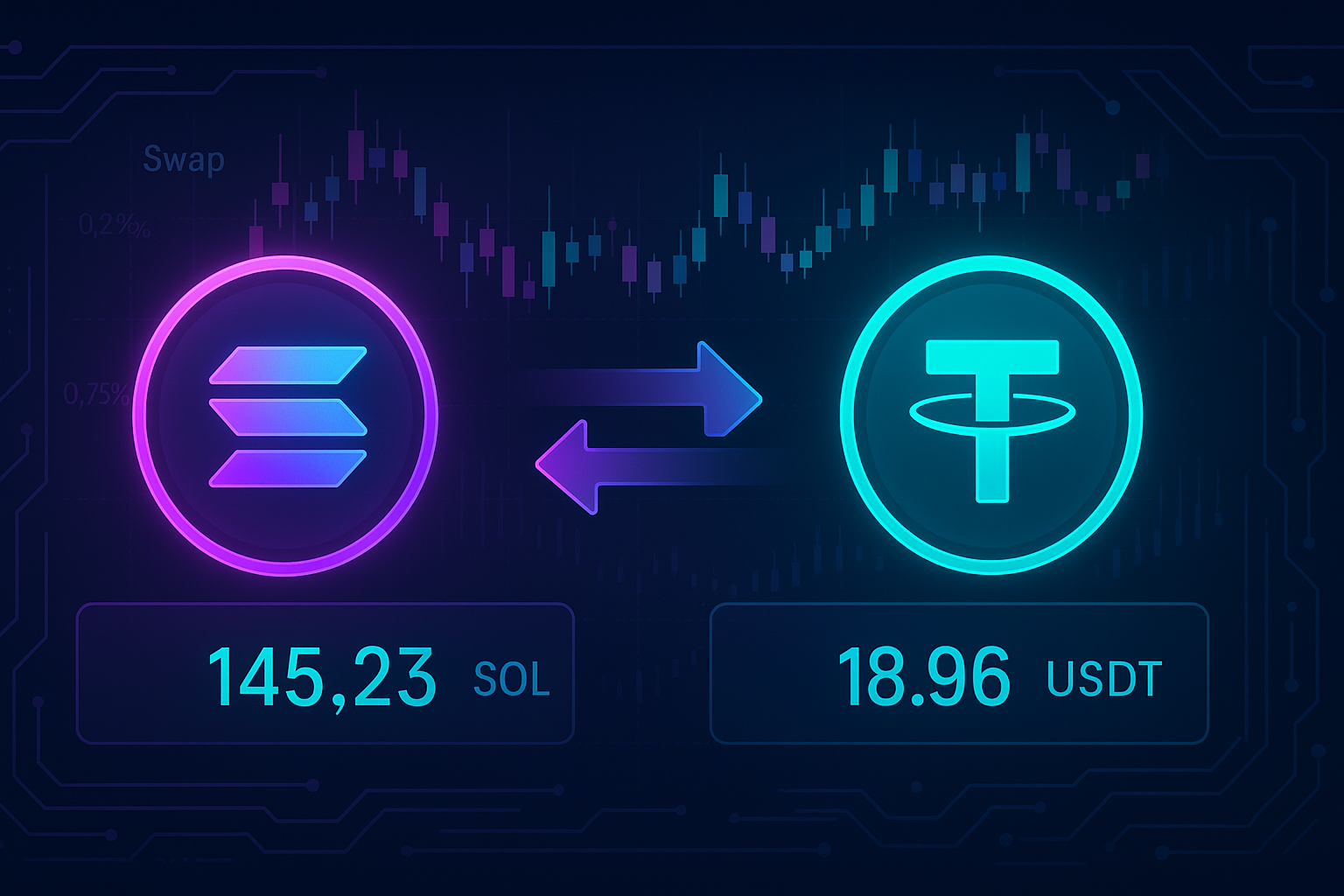 Solana-style coin swapping to USDT token on crypto trading interface