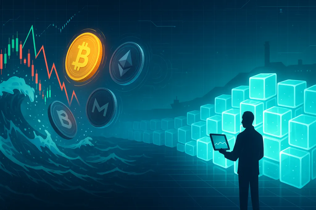 Il trader di criptovalute è protetto dal muro delle stablecoin dalle ondate volatili dei candelieri
