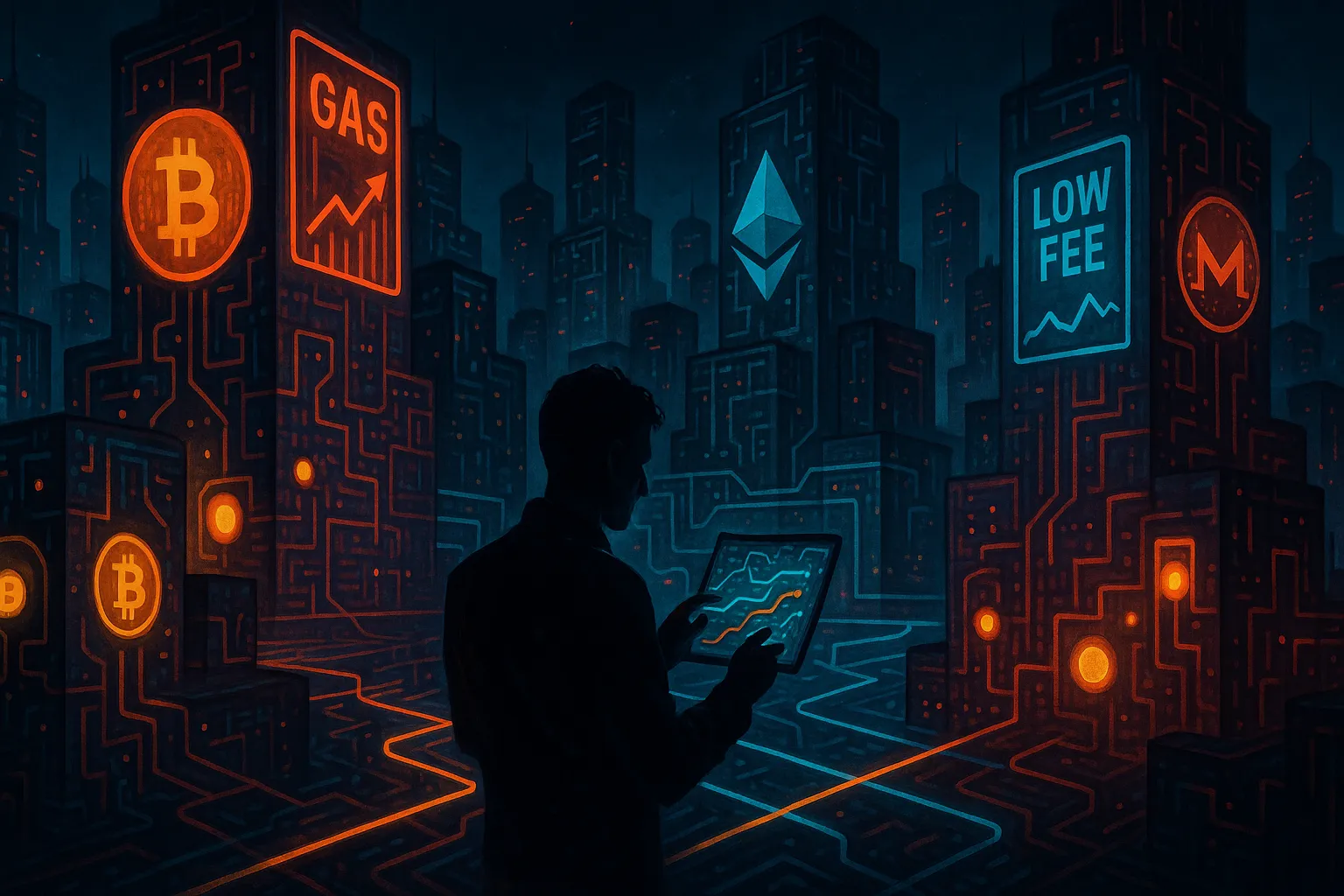 Un trader achemine ses transactions crypto via une ville blockchain pour éviter les frais de gaz élevés.