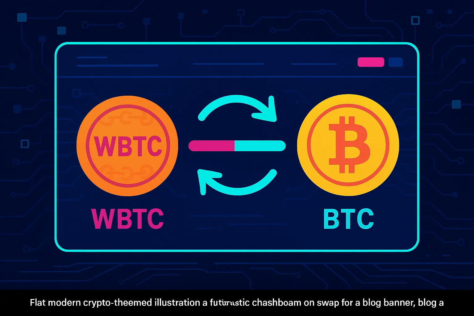 Futuristic crypto dashboard showing a WBTC to BTC token swap on a holographic screen