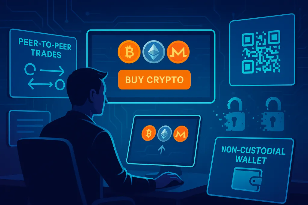 Datenschutzorientierter Händler kauft Kryptowährungen ohne KYC auf dezentralen Plattformen.