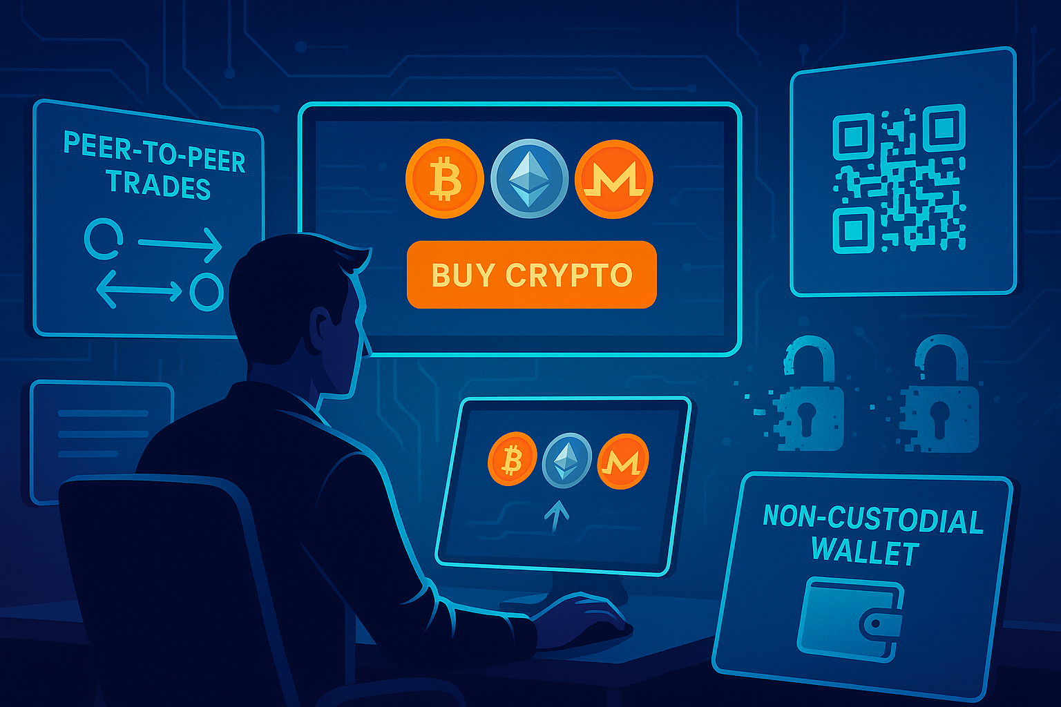 Privacy-focused trader buying crypto without KYC on decentralized platforms