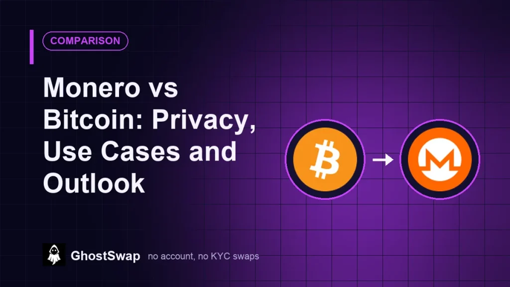 Monero vs Bitcoin&nbsp;: Confidentialité, cas d’utilisation et perspectives (Guide GhostSwap)