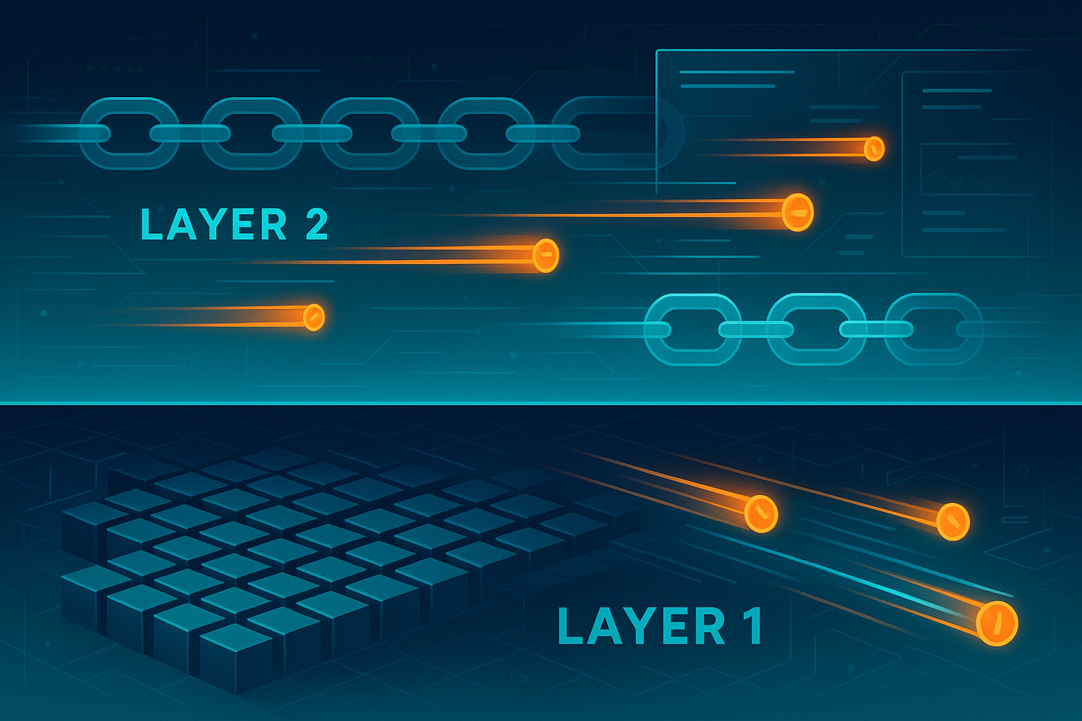 Layer 1 blockchain base with fast Layer 2 chains processing crypto transactions