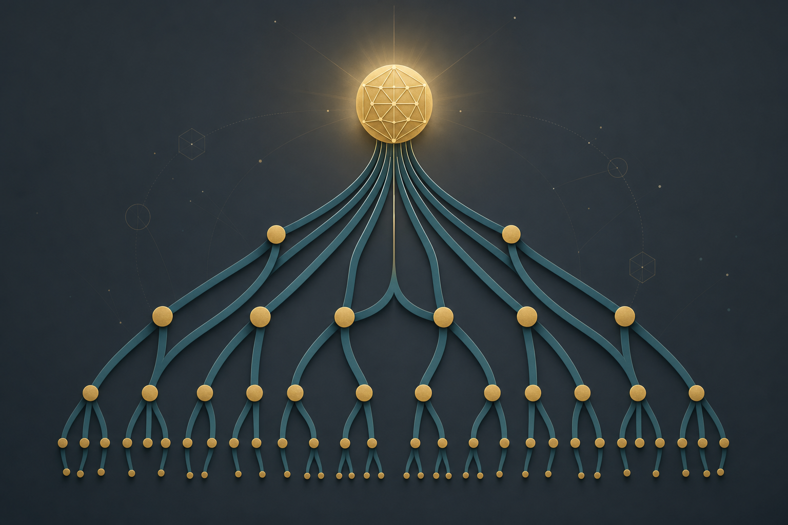 Curve Trees cryptographic accumulator: branches converging into a single zero-knowledge proof
