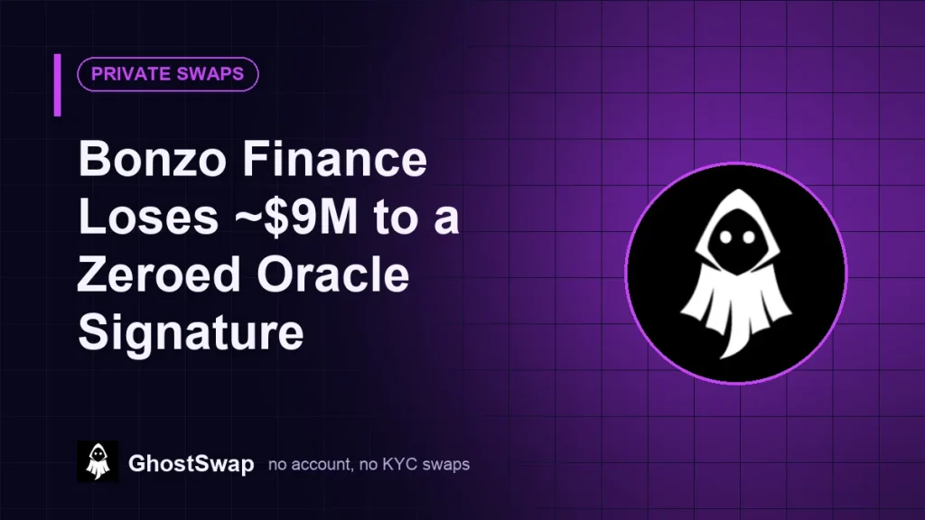 Bonzo Finance perde cerca de US$ 9 milhões devido a uma assinatura Oracle zerada (Guia GhostSwap)