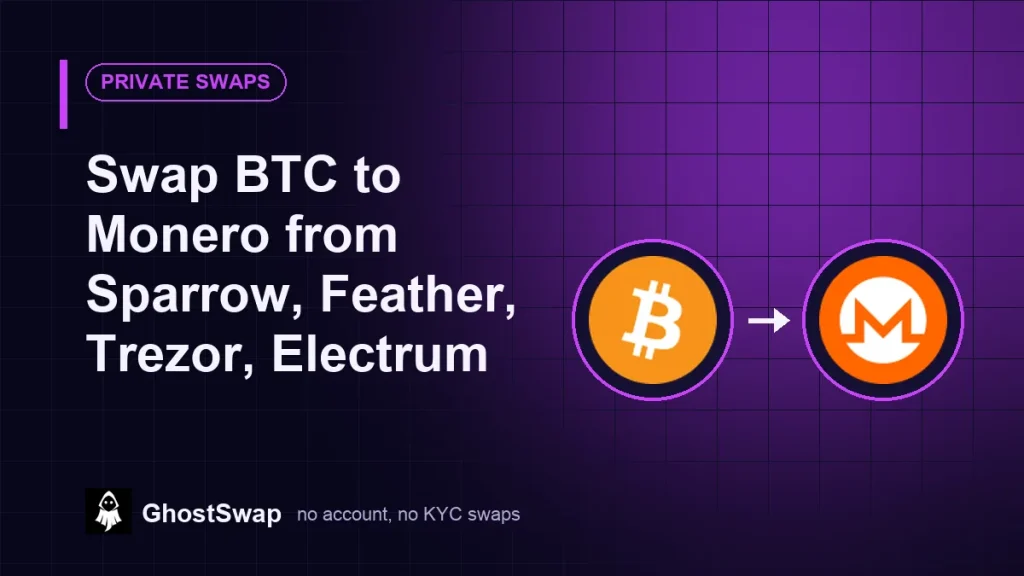 Tausche BTC in Monero von Sparrow, Feather, Trezor, Electrum (GhostSwap-Anleitung)