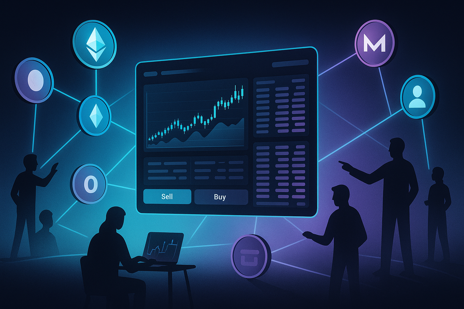 Decentralized exchange interface with anonymous traders buying Ethereum privately