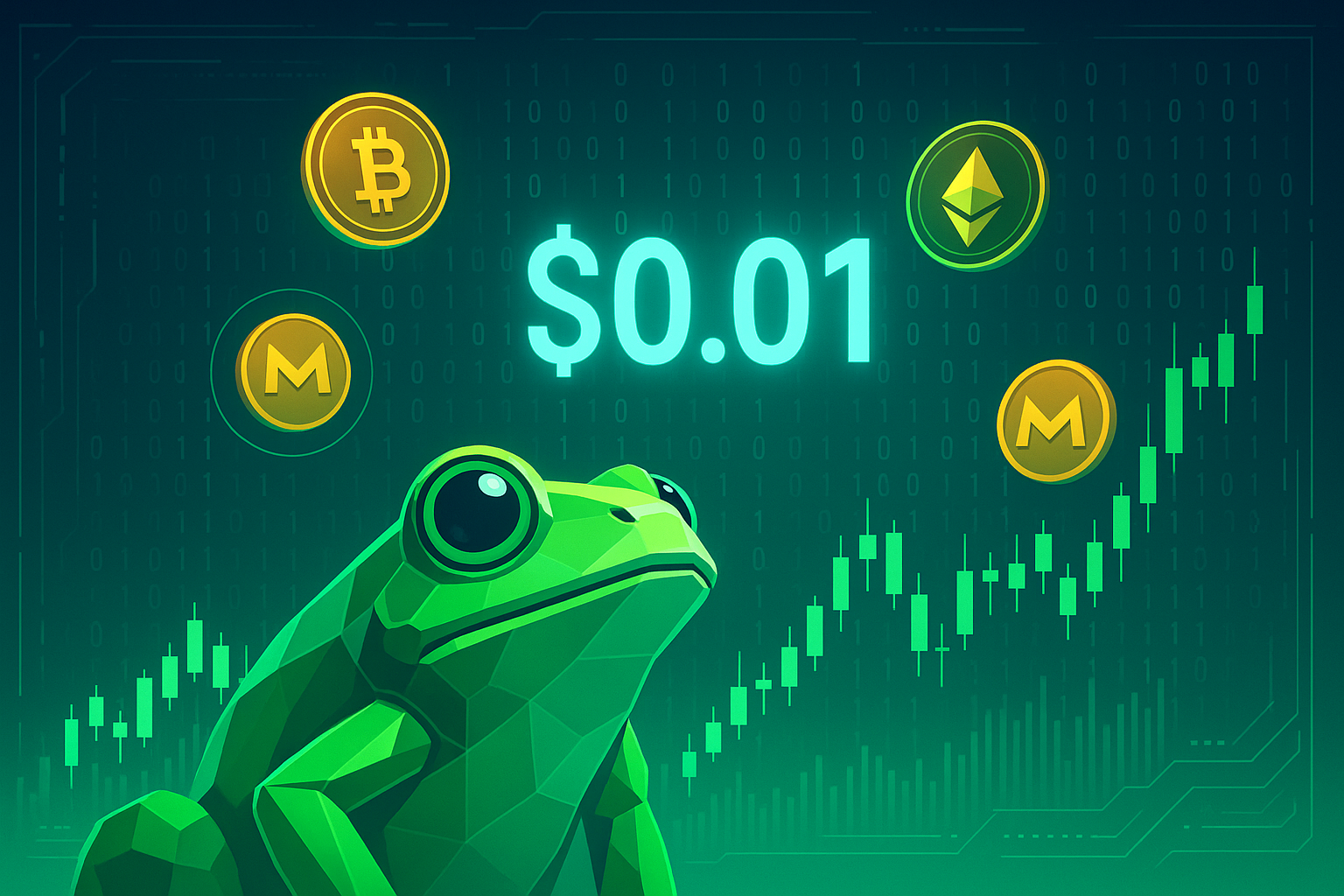 Polygon frog watches $0.01 target amid crypto charts and coins